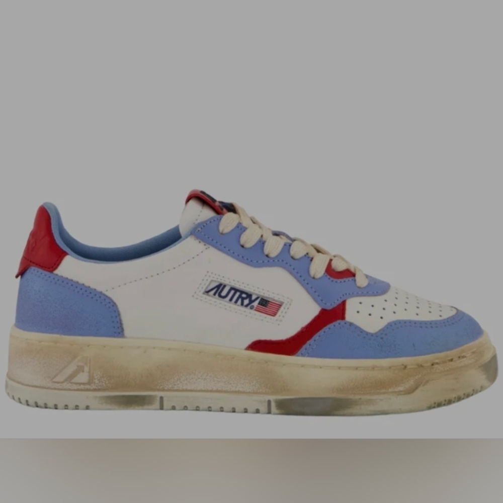 Autry Super Vintage Medalist Low Blue/White/Purple Leather Size 38